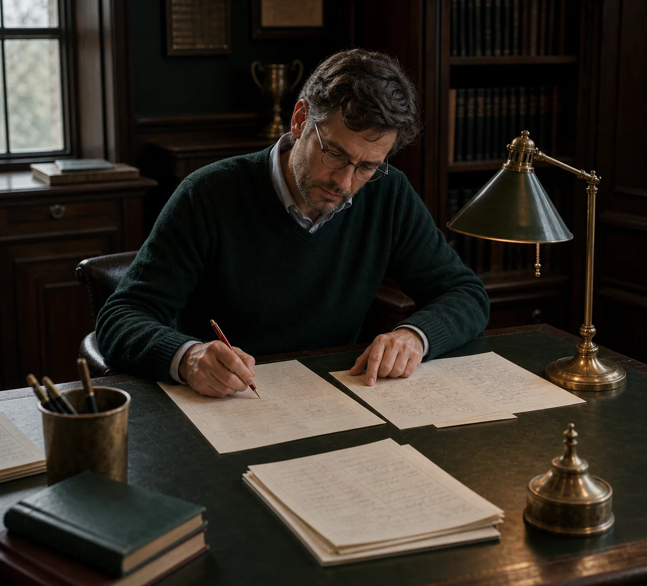 An independent tutor solving and checking a newly written mathematics mock paper.
